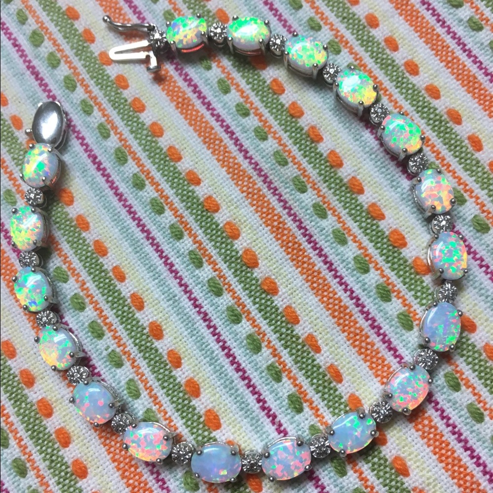 Opal, Diamond, and Sterling Bracelet! Barely Worn!